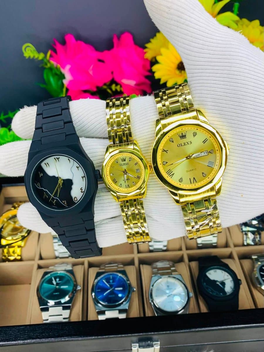Premium Couple Watch & Black Arabic Dial Combo - ছবি 2