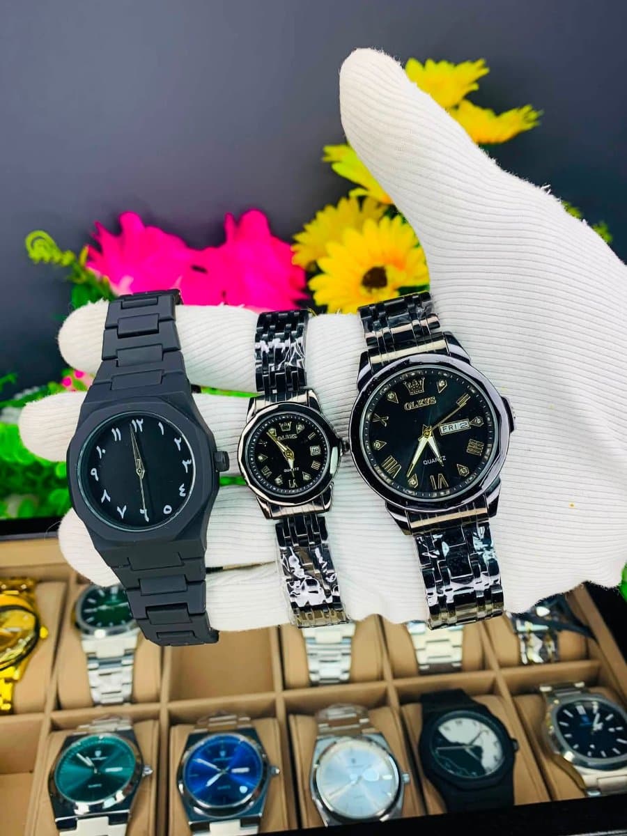 Premium Couple Watch & Black Arabic Dial Combo - ছবি 3