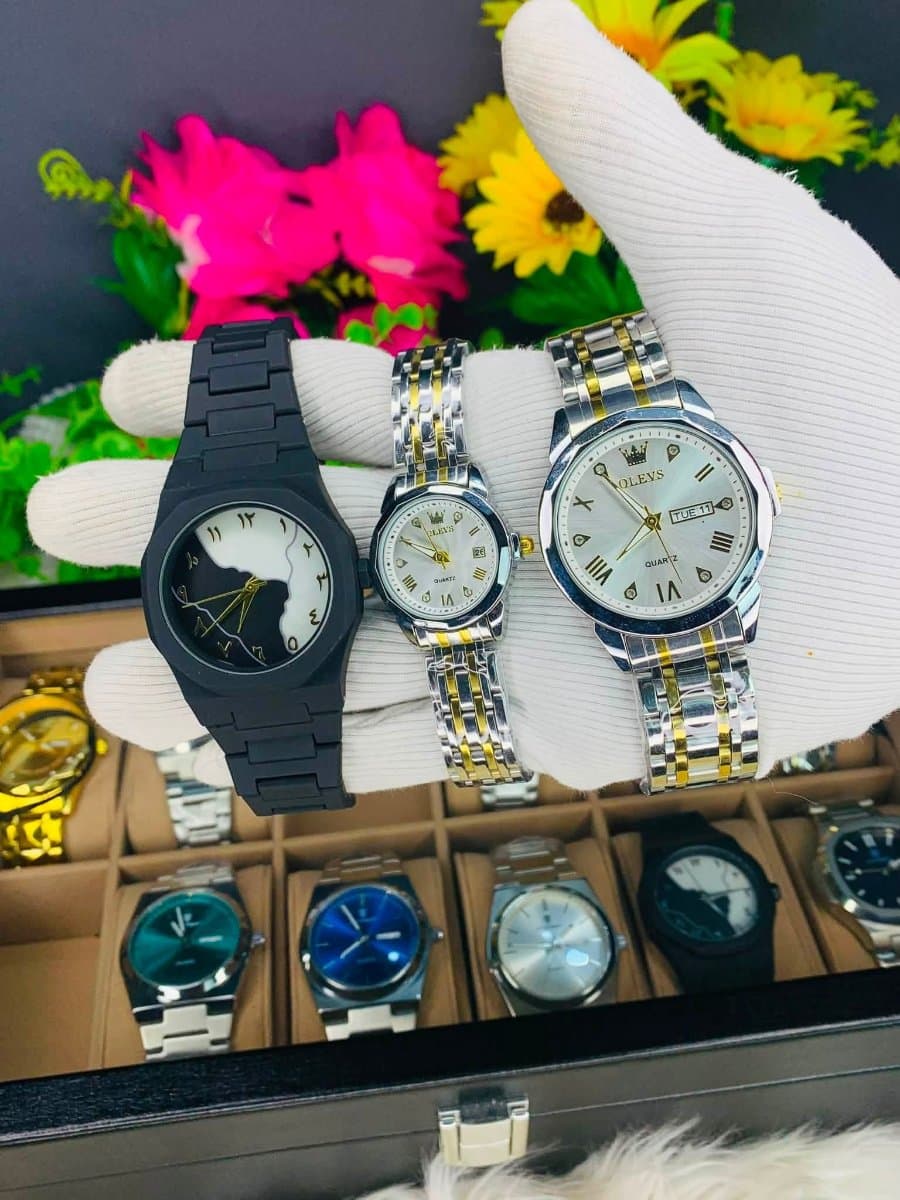 Premium Couple Watch & Black Arabic Dial Combo - ছবি 4